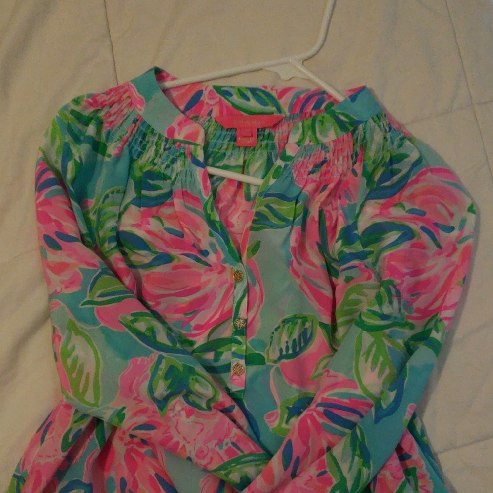 Lilly Pulitzer Pink and Green Floral Top